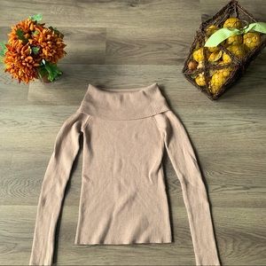 Tan Off The Shoulder Sweater🤍